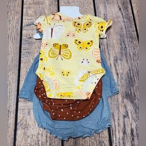 Carter's 4 Piece Baby Girl Butterfly Chambray Set 0-3 Months - New With Tags